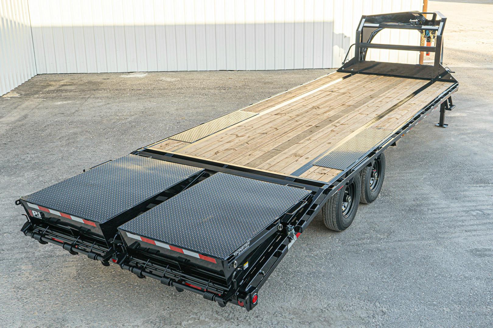 PJ Trailers 25'x102" Gooseneck Low Pro Flatbed Trailer w/ Singles (LS)