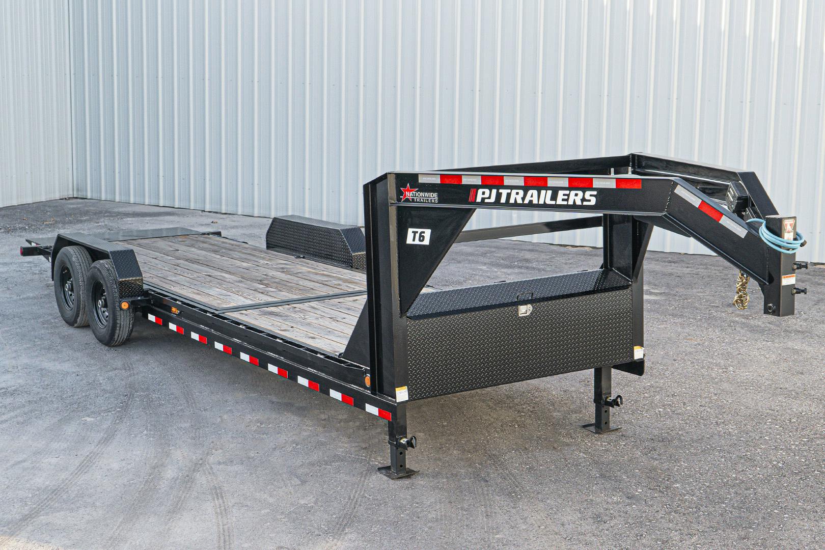 PJ Trailers 24'x82" Gooseneck 6" Channel Equipment Gravity Tilt Trailer (T6)