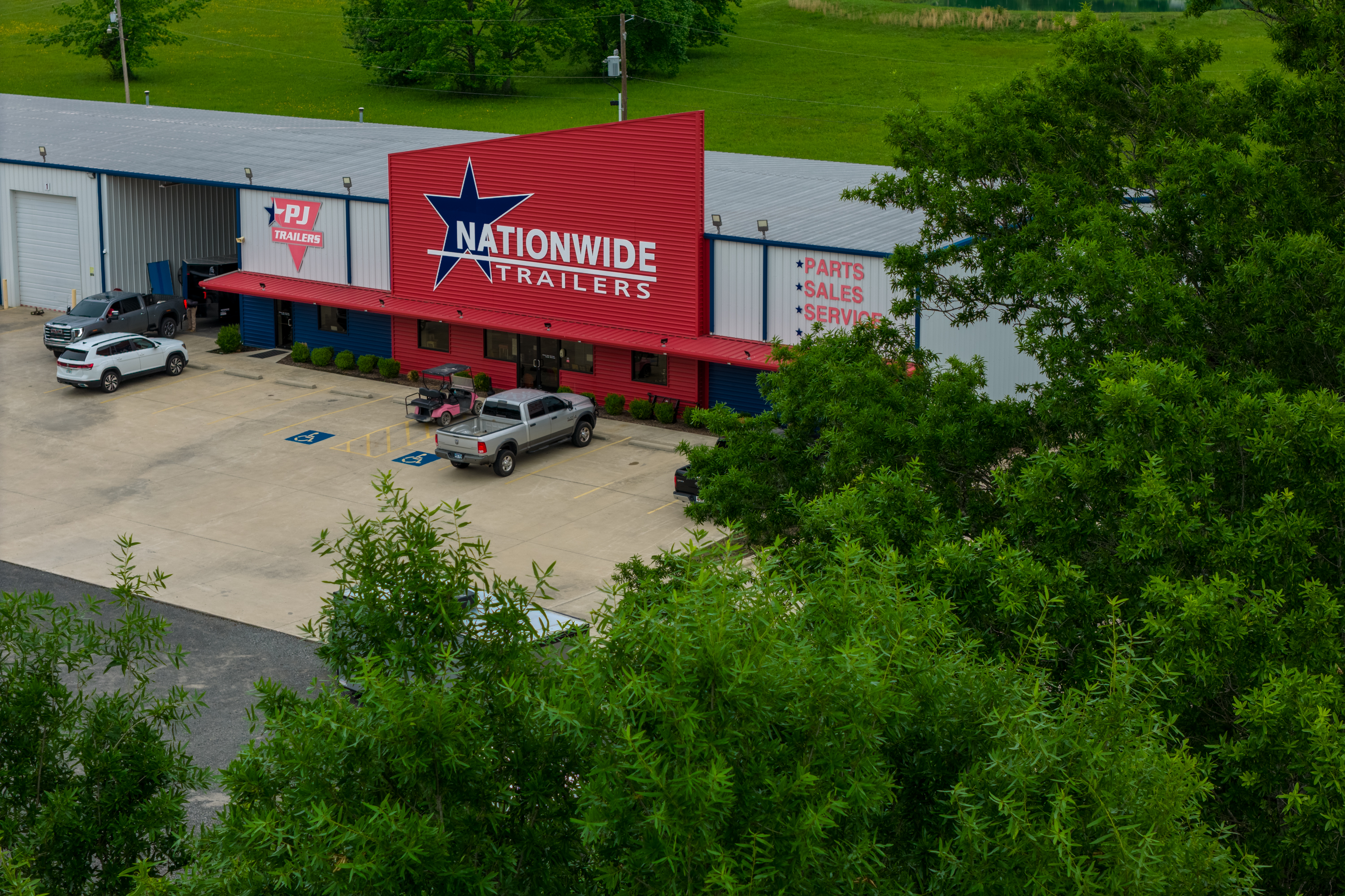 Aerial view of the Nationwide Trailers Little Rock dealership in Cabot, AR