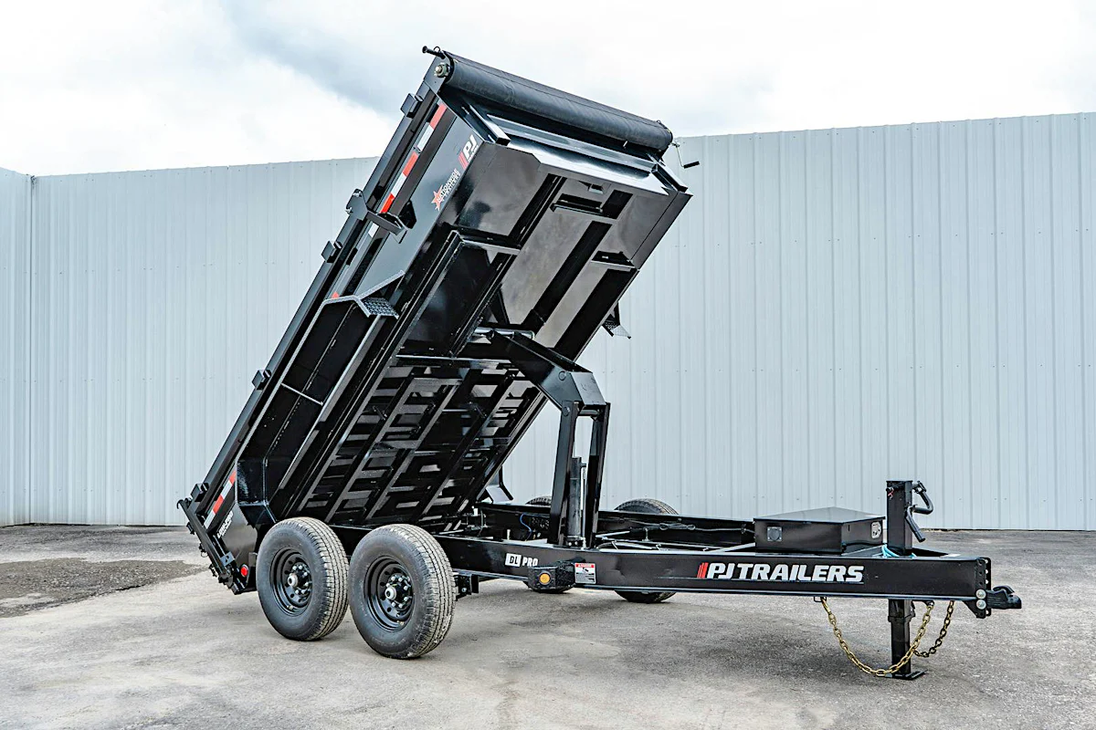 PJ Trailers 12'x83" Low Pro Dump Trailer w/ 2' Sides (DL) - Stock #DLJ1272BSSK - Image 1 of 16 PJ Trailers 12'x83" Low Pro Dump Trailer w/ 2' Sides (DL) - Stock #DLJ1272BSSK - Image 1 of 16