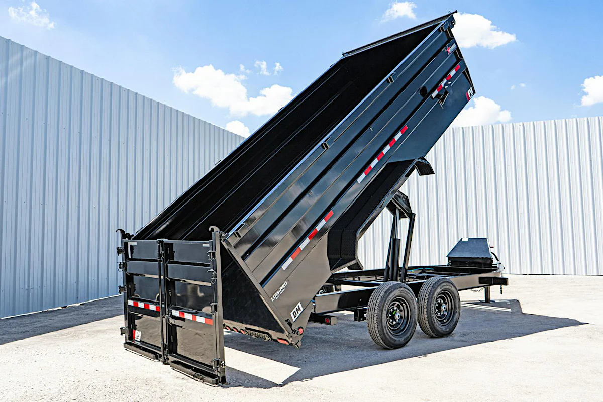 PJ Trailers 16'x83" Low Pro High Side Dump Trailer w/ 4' Sides (DM) - Stock #90650 - Image 1 of 18 PJ Trailers 16'x83" Low Pro High Side Dump Trailer w/ 4' Sides (DM) - Stock #90650 - Image 1 of 18
