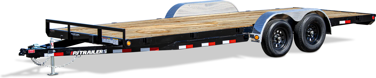 PJ Trailers C5 channel car hauler, front three-quarter catalog view