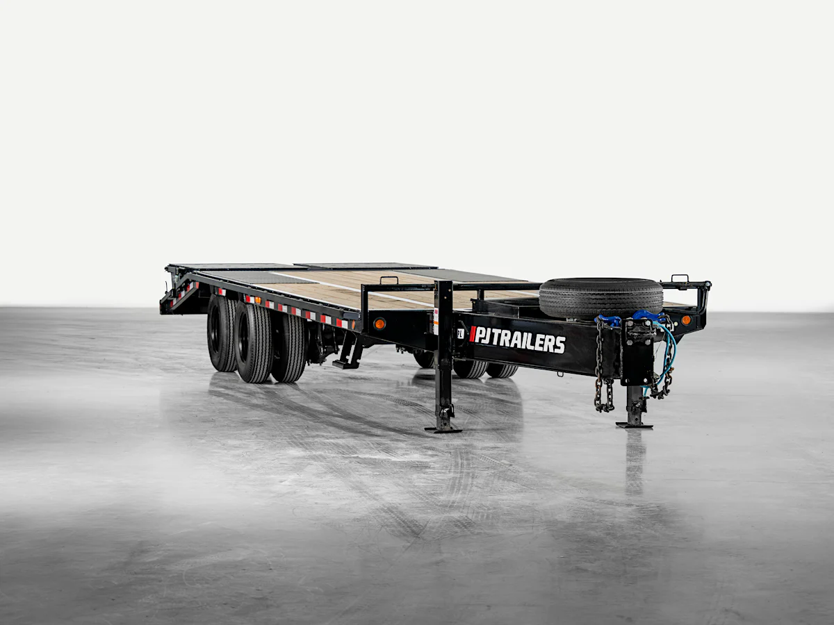 PJ Trailers 25'x102" Low Pro Pintle Flatbed Trailer w/ Duals (PL) - Stock #pj-plp25c2bswk - Image 1 of 18 PJ Trailers 25'x102" Low Pro Pintle Flatbed Trailer w/ Duals (PL) - Stock #pj-plp25c2bswk - Image 1 of 18