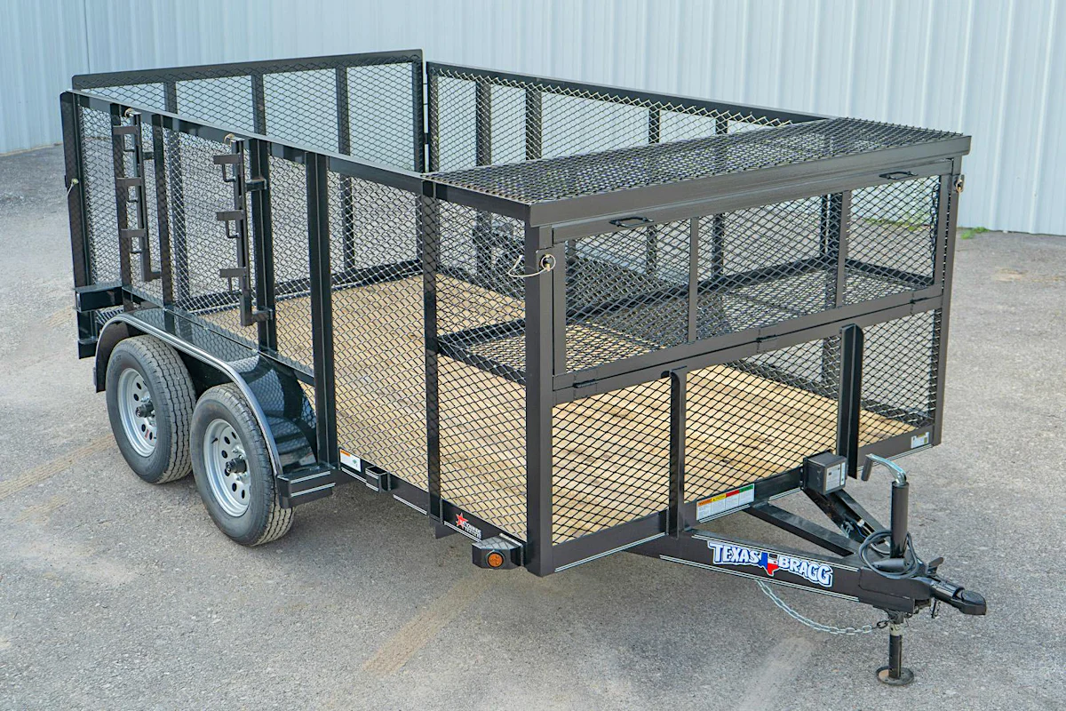 Texas Bragg 12'x83" Landscape Trailer w/ 4' Sides & 4' Gate (L2) - Stock #89864 - Image 1 of 10 Texas Bragg 12'x83" Landscape Trailer w/ 4' Sides & 4' Gate (L2) - Stock #89864 - Image 1 of 10