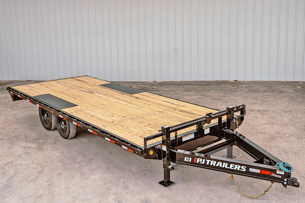 PJ Trailers 24'x102" 8" I-Beam Deckover Flatbed Trailer (F8) - Stock #F8J2472BSSK-JA20 - Image 1 of 9 PJ Trailers 24'x102" 8" I-Beam Deckover Flatbed Trailer (F8) - Stock #F8J2472BSSK-JA20 - Image 1 of 9