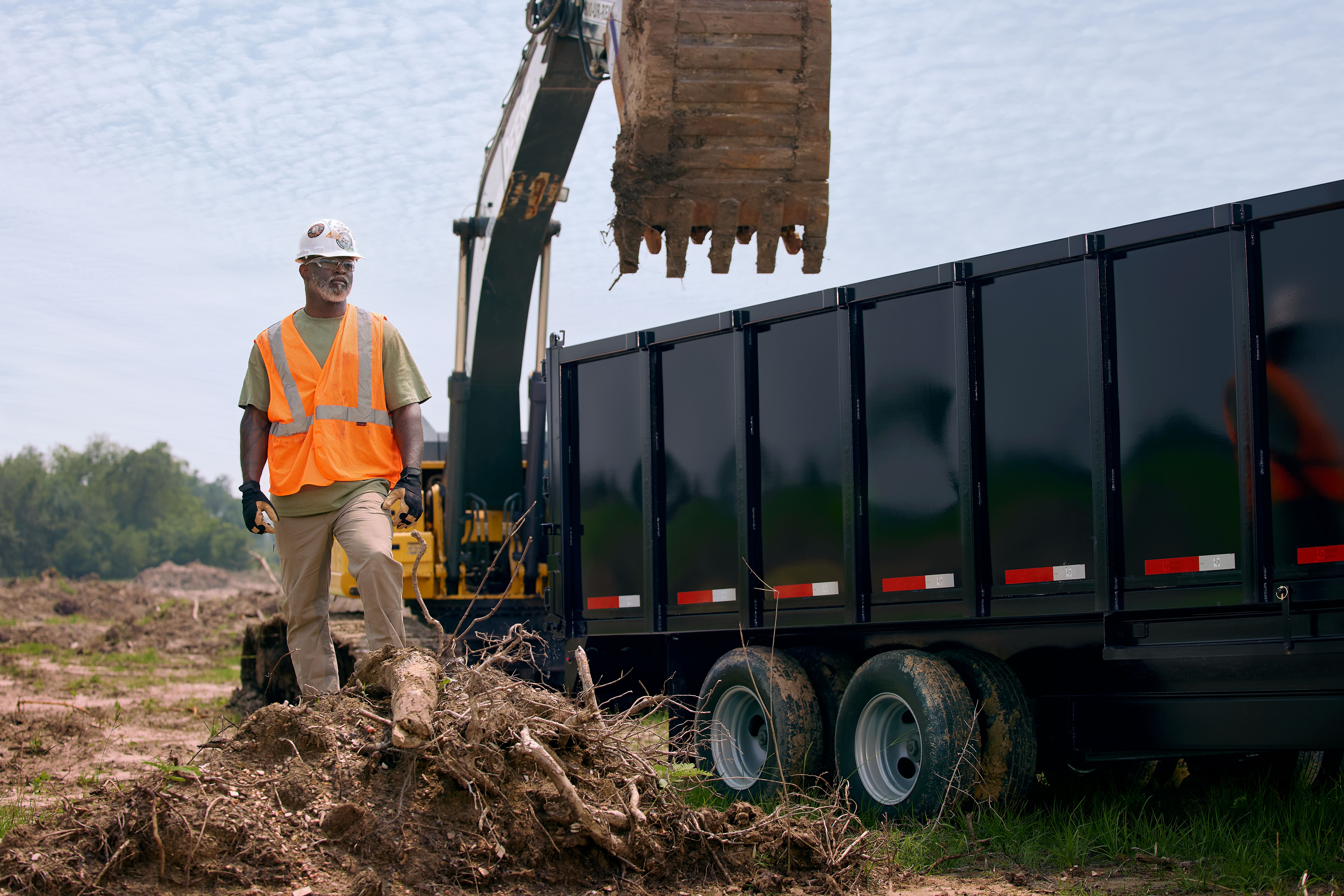 Texas Pride dump trailer at a work site