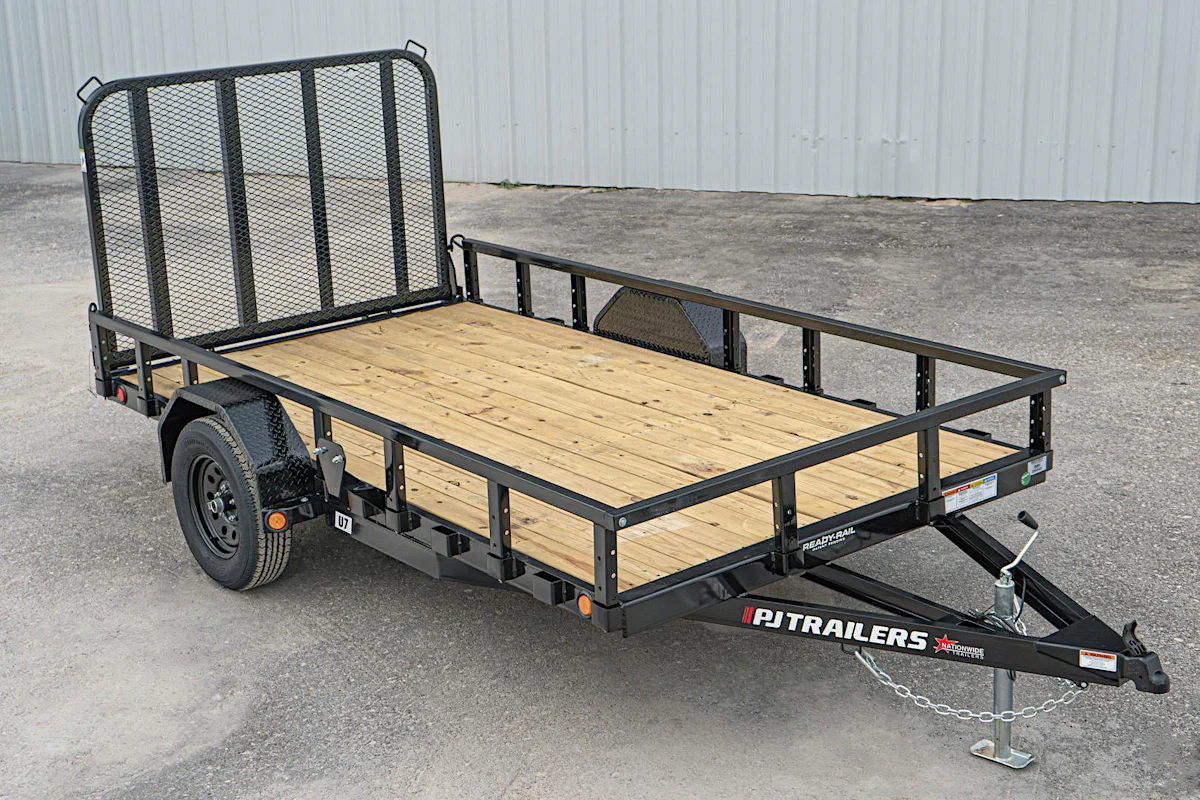 PJ Trailers 12'x77" Single Axle 4" Channel Utility Trailer (U7) - Stock #92842 - Image 1 of 10 PJ Trailers 12'x77" Single Axle 4" Channel Utility Trailer (U7) - Stock #92842 - Image 1 of 10