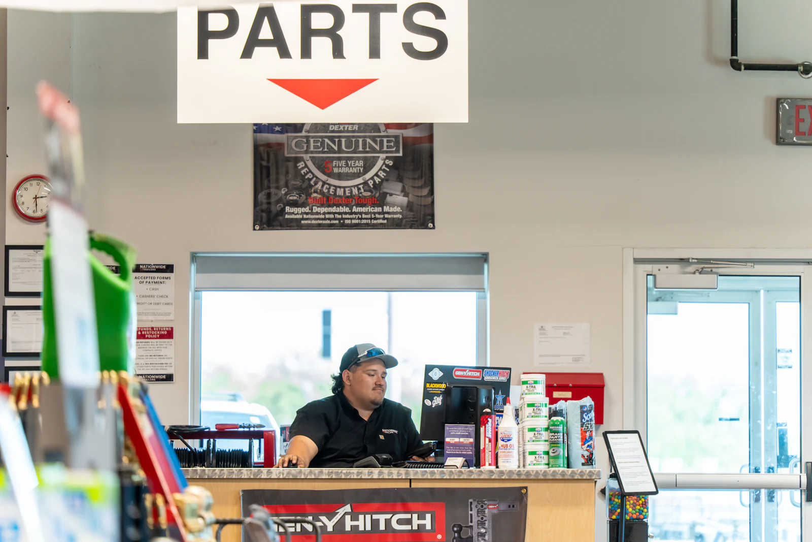 Stocked trailer parts counter