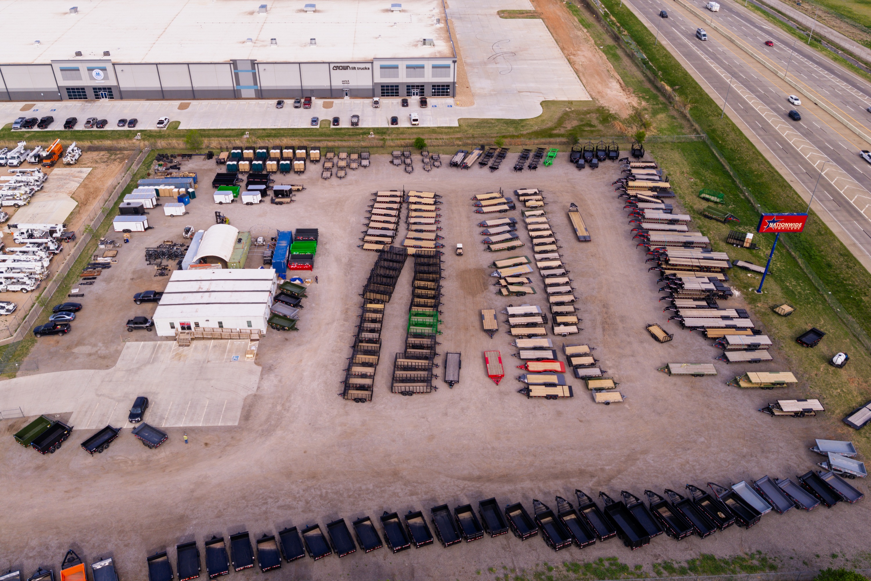 Aerial view of the Nationwide Trailers Oklahoma City trailer lot