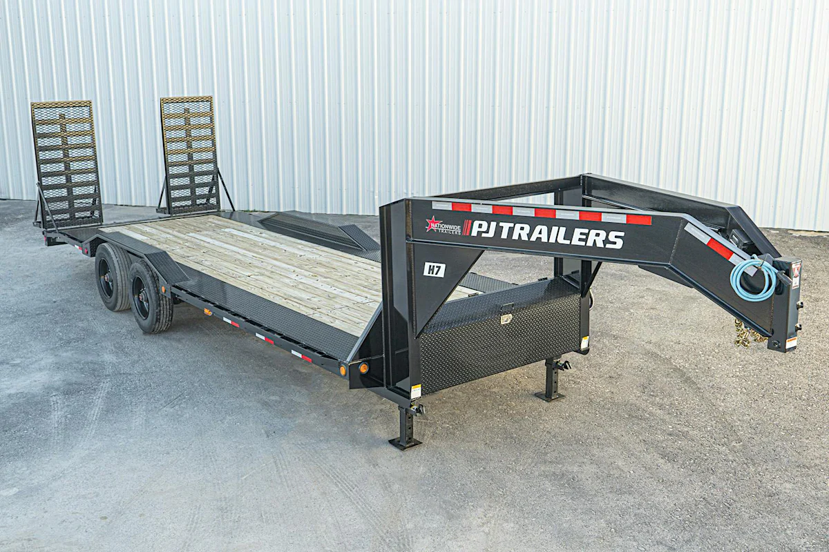 PJ Trailers 24'x102" Gooseneck 10" Pro I-Beam S/W Equipment Trailer (H7) - Stock #85073 - Image 1 of 11 PJ Trailers 24'x102" Gooseneck 10" Pro I-Beam S/W Equipment Trailer (H7) - Stock #85073 - Image 1 of 11