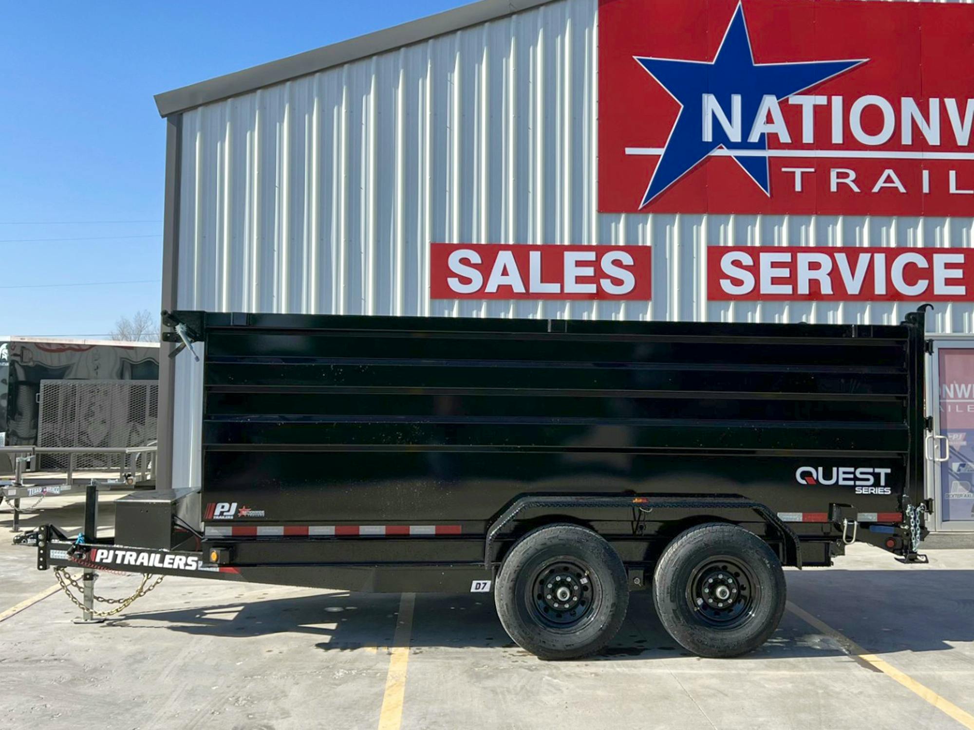 PJ Trailers 14'x83" Scissor 14K Dump Trailer w/ 48" Sides & Slide-In Ramps (D7)