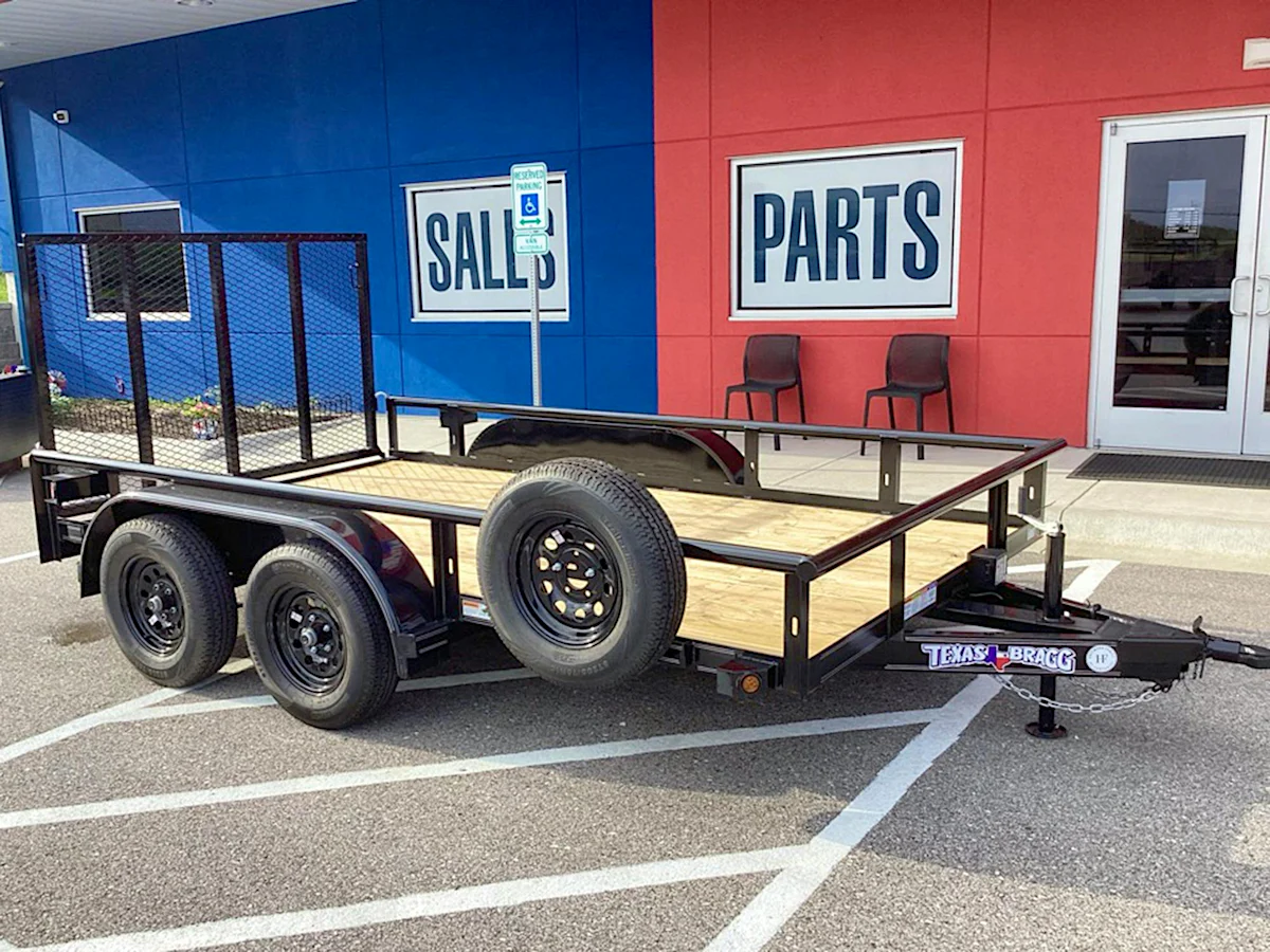Texas Bragg 12'x83" Utility Trailer w/ 4' Gate (U2) - Stock #93213 - Image 1 of 5 Texas Bragg 12'x83" Utility Trailer w/ 4' Gate (U2) - Stock #93213 - Image 1 of 5