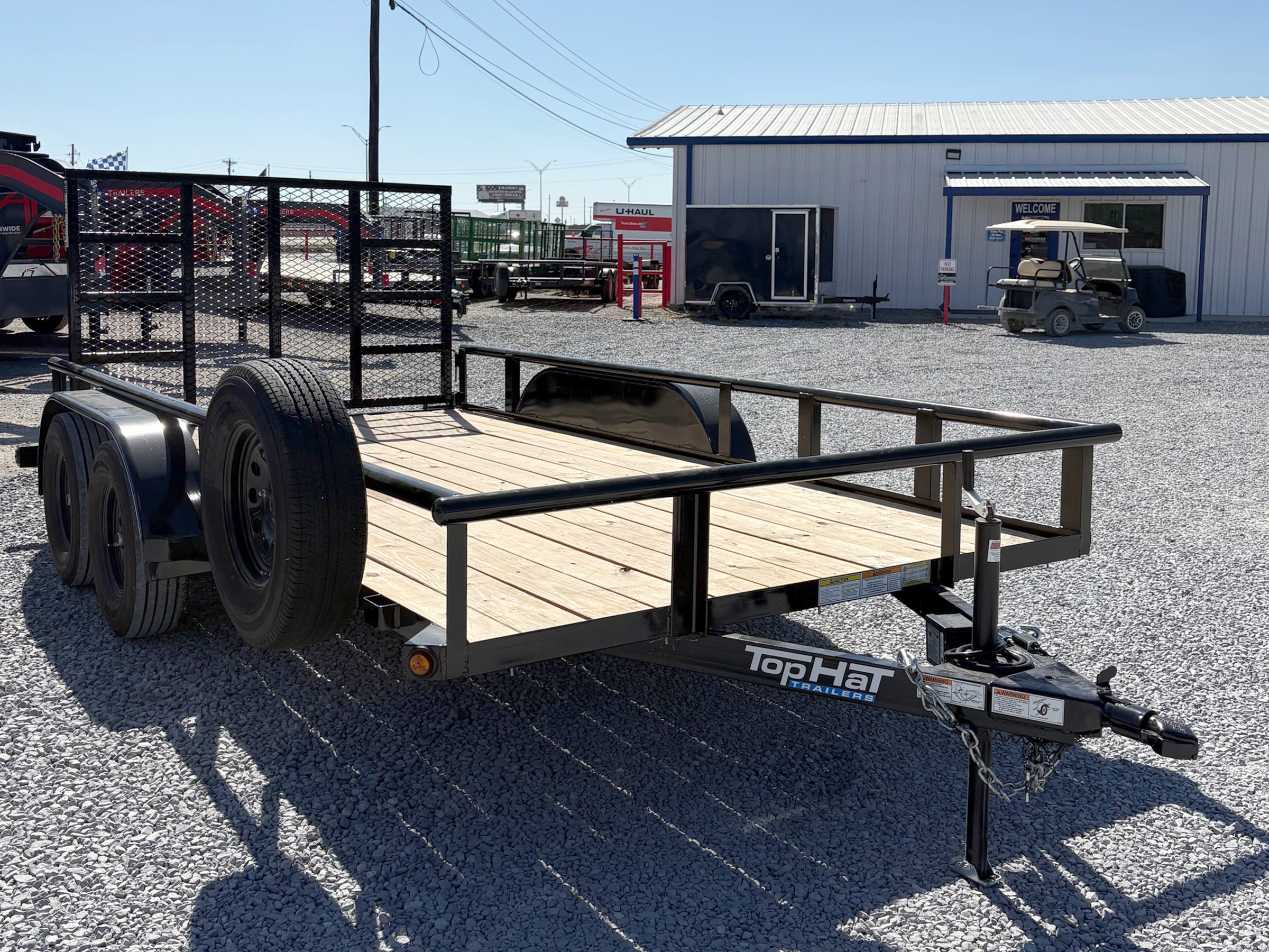 Top Hat 14'x83" Pipe Top Tandem Axle Utility Trailer w/ Ramp Gate