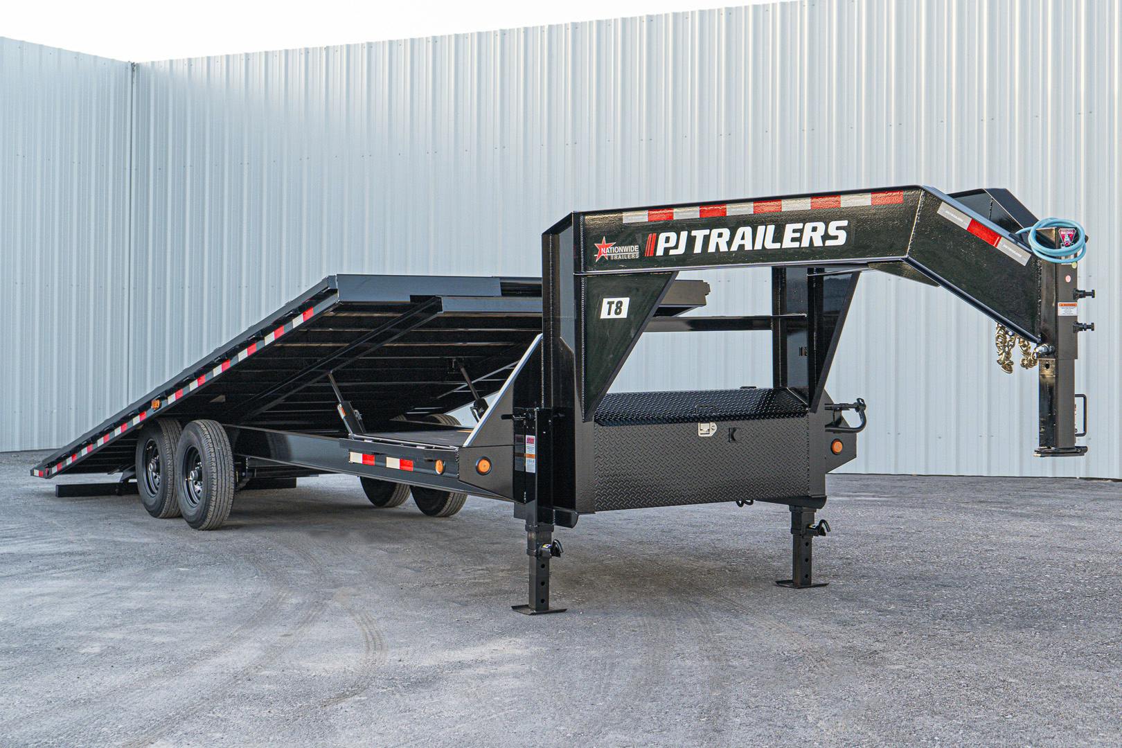 PJ Trailers 26'x102" Gooseneck Deckover Power Tilt Trailer (T8)