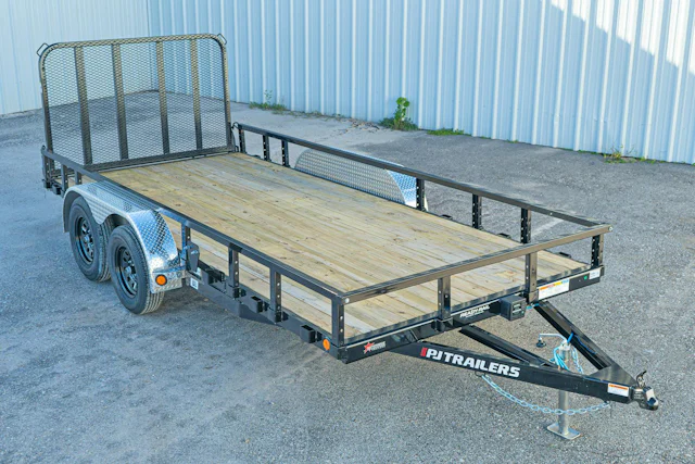 PJ Trailers 16'x83" Tandem Axle Channel Utility Trailer w/ Fold-In Ramp Gate (UL)
