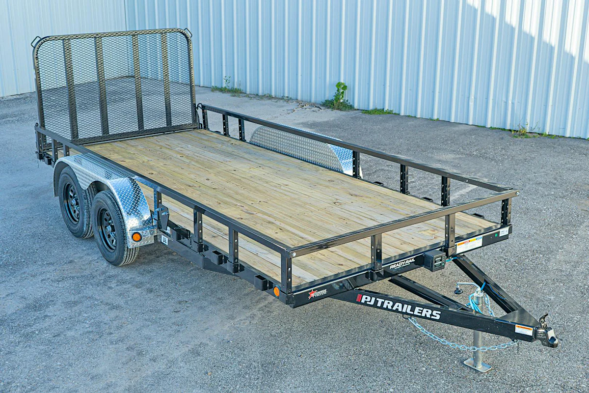 PJ Trailers 16'x83" Tandem Axle 4" Channel Utility Trailer (UL) - Stock #89043 - Image 1 of 9 PJ Trailers 16'x83" Tandem Axle 4" Channel Utility Trailer (UL) - Stock #89043 - Image 1 of 9