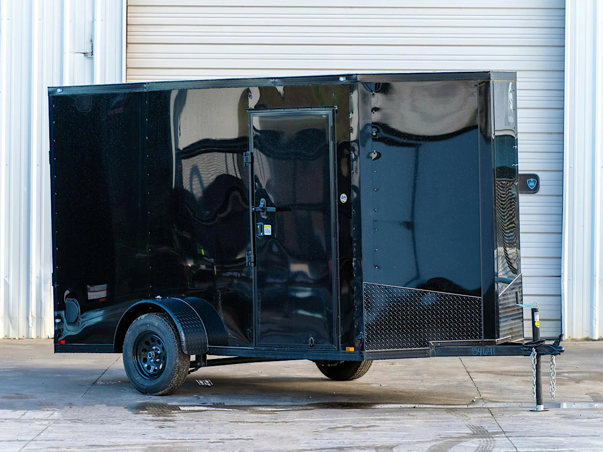 Spartan 6 x 12 ft · black blackout · 7 ft interior · plywood floor - Stock #90383 - Image 1 of 3 Spartan 6 x 12 ft · black blackout · 7 ft interior · plywood floor - Stock #90383 - Image 1 of 3