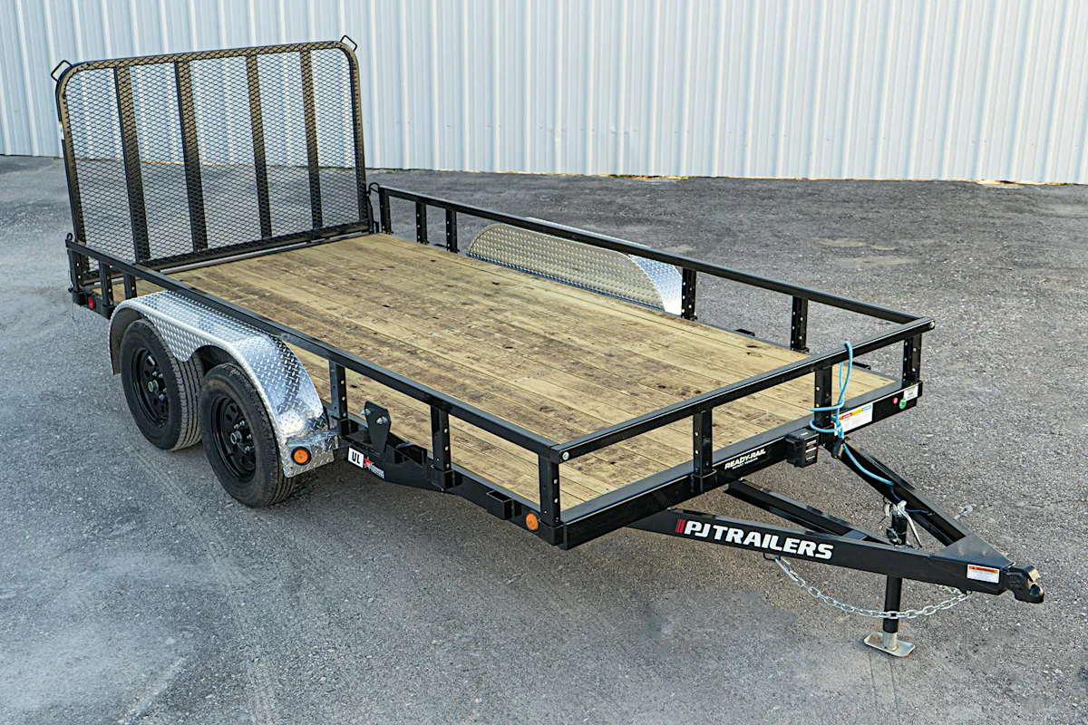 PJ Trailers 14'x83" Tandem Axle 4" Channel Utility Trailer (UL) - Stock #89816 - Image 1 of 9 PJ Trailers 14'x83" Tandem Axle 4" Channel Utility Trailer (UL) - Stock #89816 - Image 1 of 9