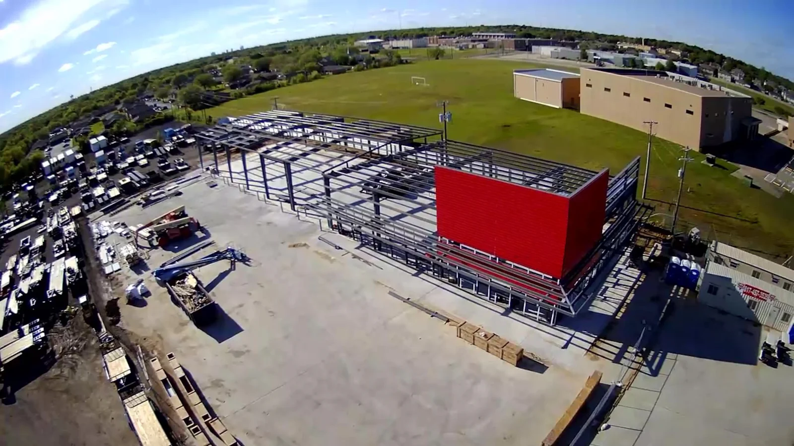 The Fort Worth store's steel frame rising, spring 2020