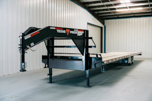 Texas Pride 40'x102" Gooseneck Lowboy Flatbed w/ Slide-in Ramps Stock #40X102,GR25,28EB,8816,S,SS,BK,SMT - Thumbnail 1