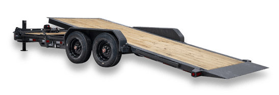 PJ Trailers TY1 equipment tilt trailer with lowered loading deck