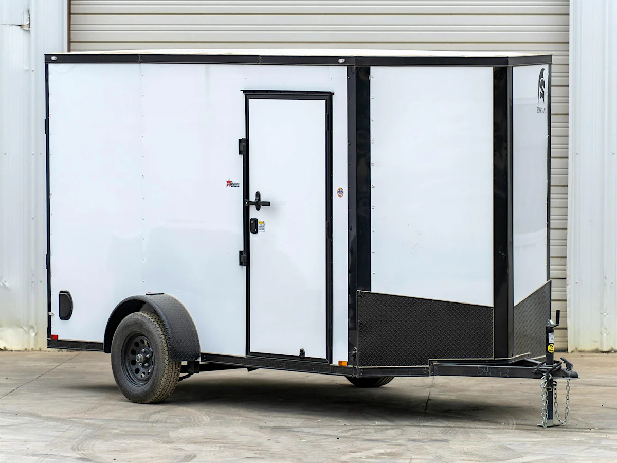 Spartan 6'x12' Enclosed Cargo Trailer w/ Rear Ramp Door (C1) - Stock #91194 - Image 1 of 4 Spartan 6'x12' Enclosed Cargo Trailer w/ Rear Ramp Door (C1) - Stock #91194 - Image 1 of 4