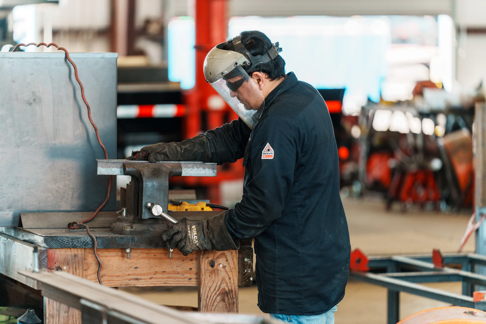 Technician fabricating in the service shop