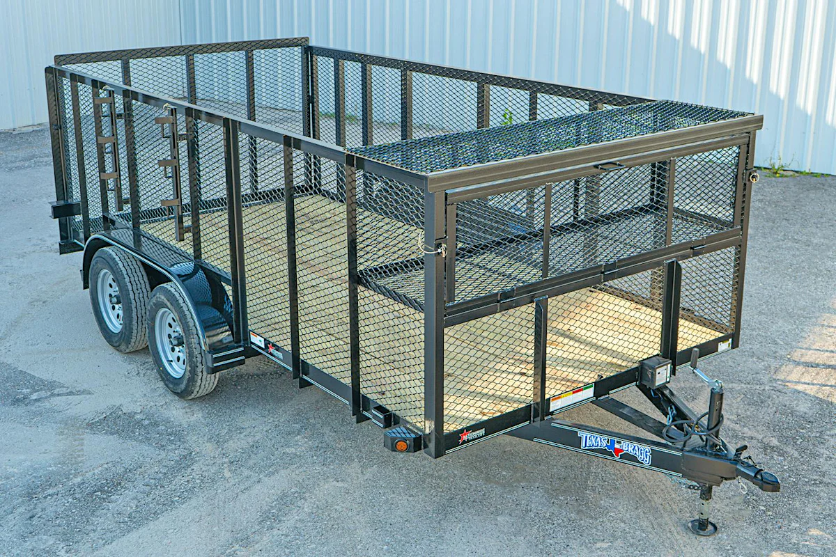 Texas Bragg 14'x83" Landscape Trailer w/ 4' Sides & 4' Gate (L2) - Stock #89886 - Image 1 of 6 Texas Bragg 14'x83" Landscape Trailer w/ 4' Sides & 4' Gate (L2) - Stock #89886 - Image 1 of 6