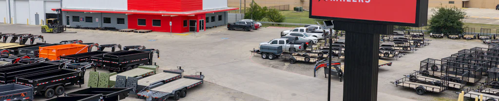 Aerial view of the Nationwide Trailers Fort Worth dealership and trailer lot