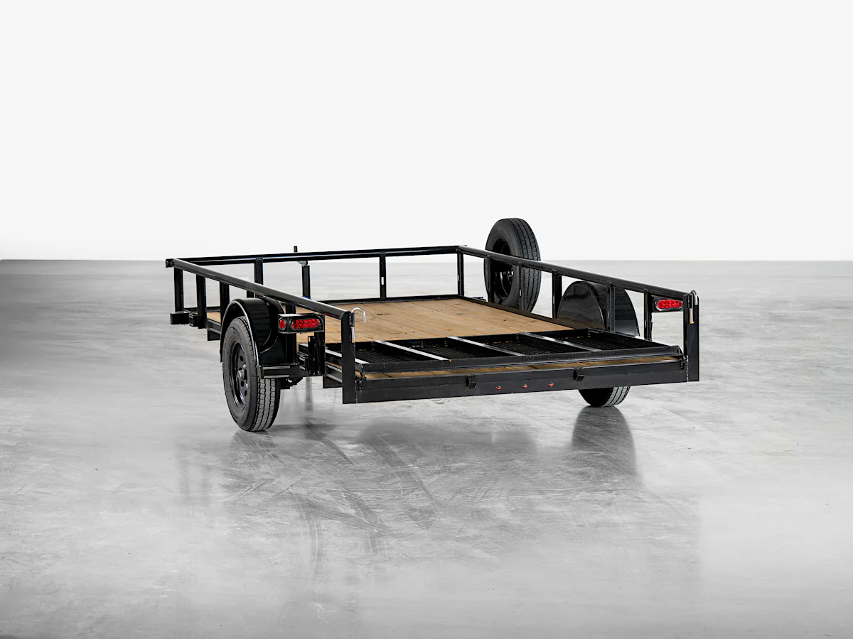 Texas Bragg 12'x77" Utility Trailer w/ 4' Gate (U2) - Stock #texas-bragg-12x77-bp2b-13nb-355b-s-s4g-bk-smt-pt - Image 1 of 12 Texas Bragg 12'x77" Utility Trailer w/ 4' Gate (U2) - Stock #texas-bragg-12x77-bp2b-13nb-355b-s-s4g-bk-smt-pt - Image 1 of 12
