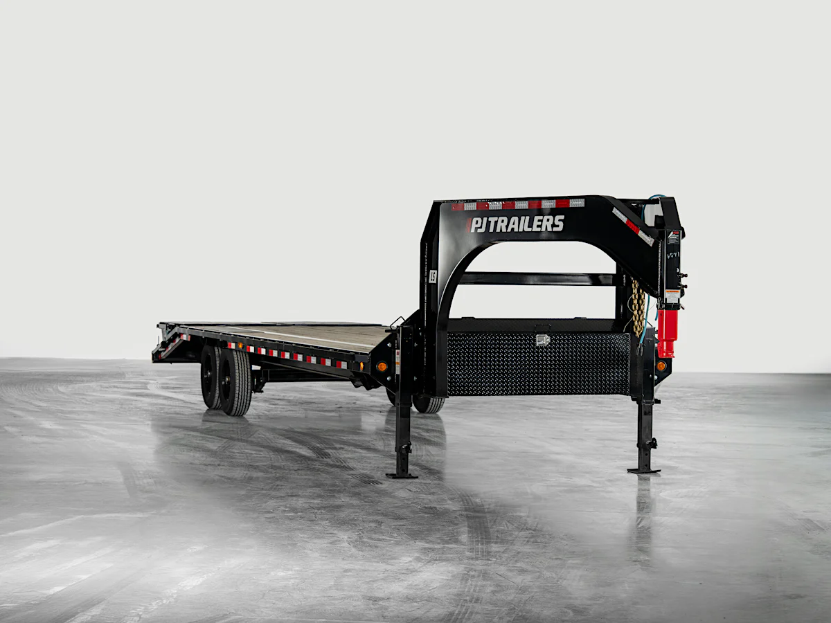 PJ Trailers 20'x102" Gooseneck Low Pro Flatbed Trailer w/ Singles (LS) - Stock #LSQ2072BSSK - Image 1 of 19 PJ Trailers 20'x102" Gooseneck Low Pro Flatbed Trailer w/ Singles (LS) - Stock #LSQ2072BSSK - Image 1 of 19
