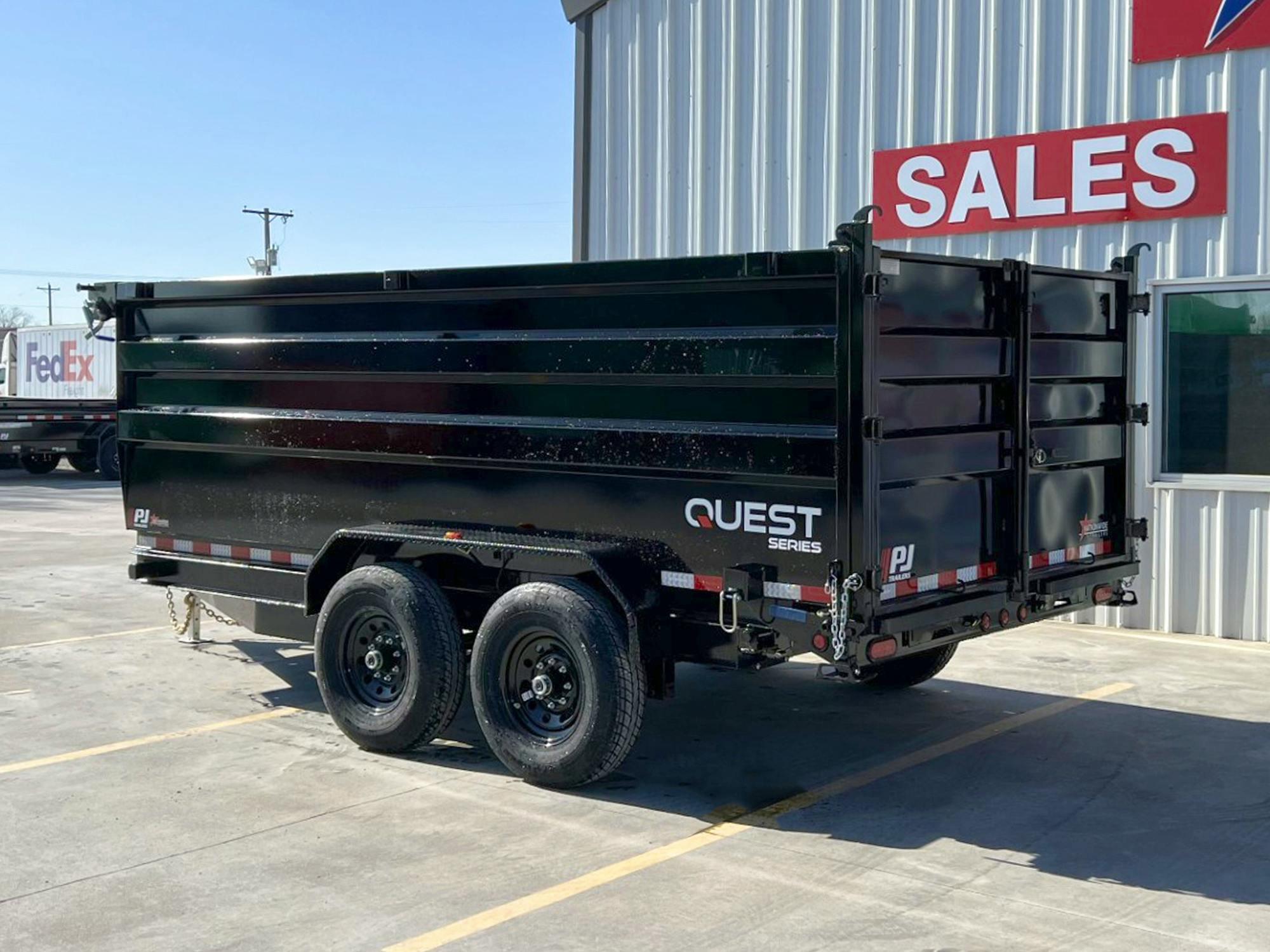 PJ Trailers 14'x83" Scissor 14K Dump Trailer w/ 48" Sides & Slide-In Ramps (D7)