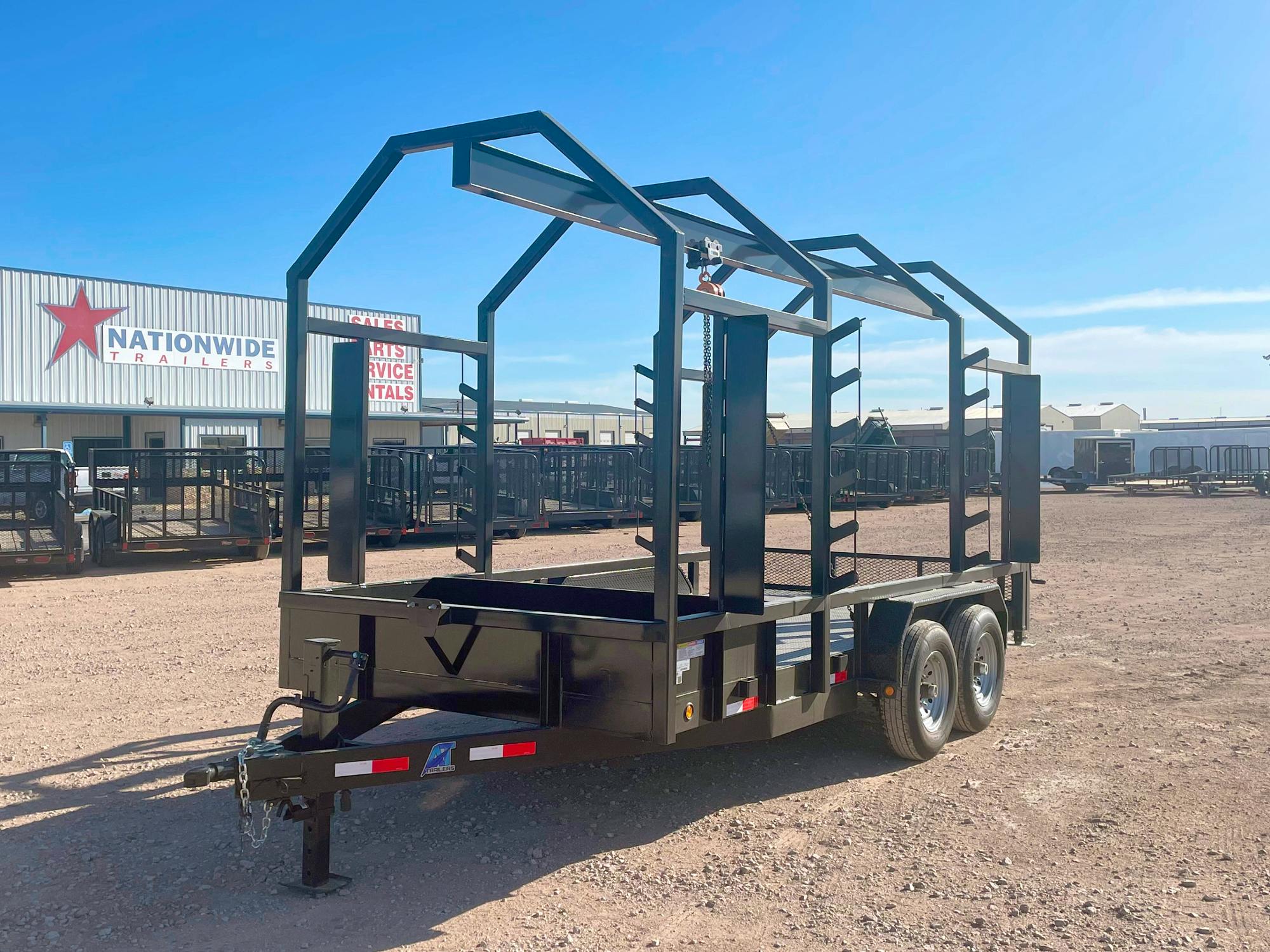 Black AT SM Monorail trailer, front three-quarter view