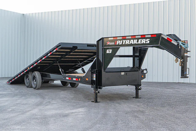 PJ Trailers 26'x102" Gooseneck Deckover Power Tilt Trailer (T8)