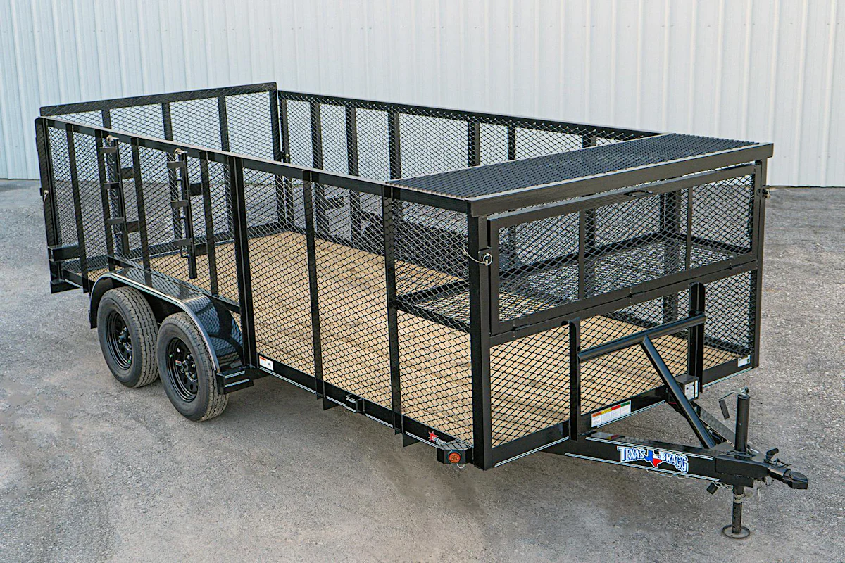 Texas Bragg 16'x83" Landscape Trailer w/ 4' Sides & 4' Gate (L2) - Stock #88952 - Image 1 of 11 Texas Bragg 16'x83" Landscape Trailer w/ 4' Sides & 4' Gate (L2) - Stock #88952 - Image 1 of 11