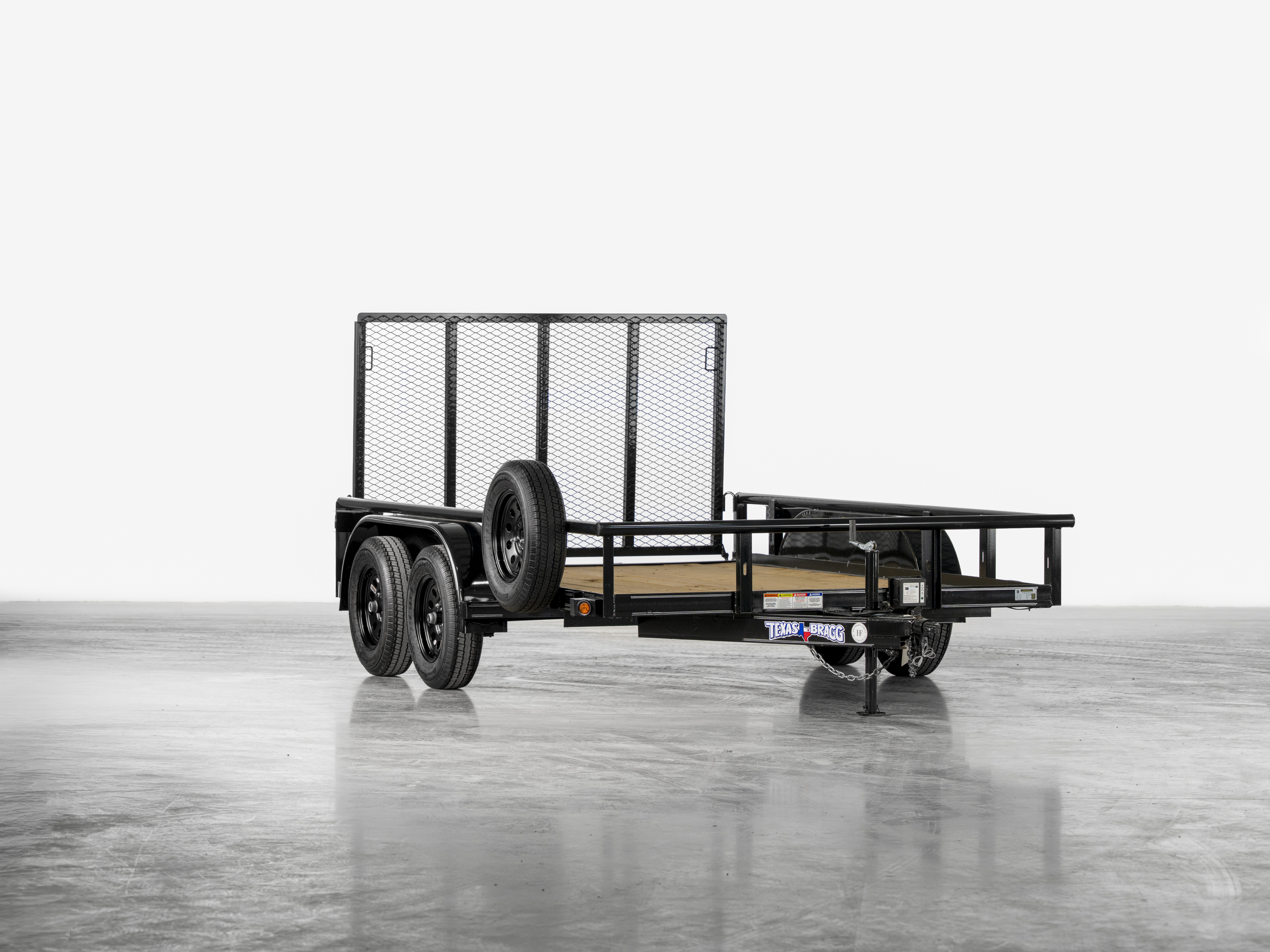 Texas Bragg 12 ft Pipe-Top Utility Trailer, studio view 1