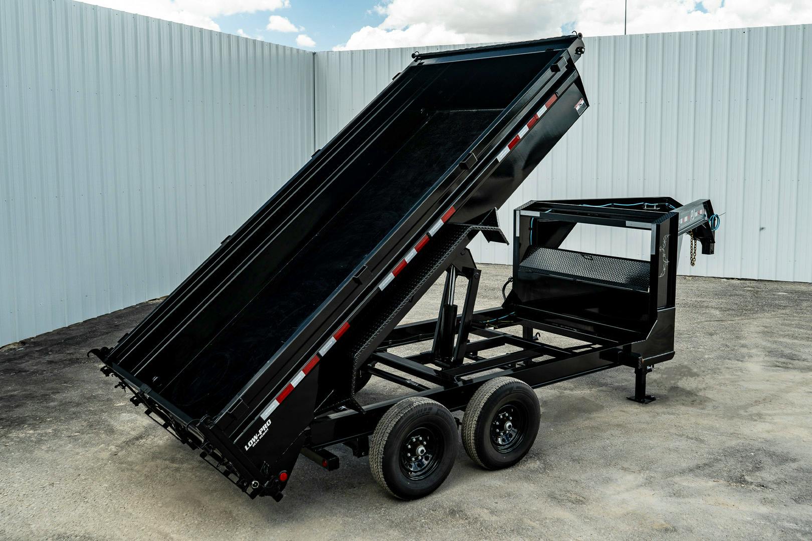 PJ Trailers 14'x83" GN Low Pro Dump Trailer w/ 2' Sides (DL)
