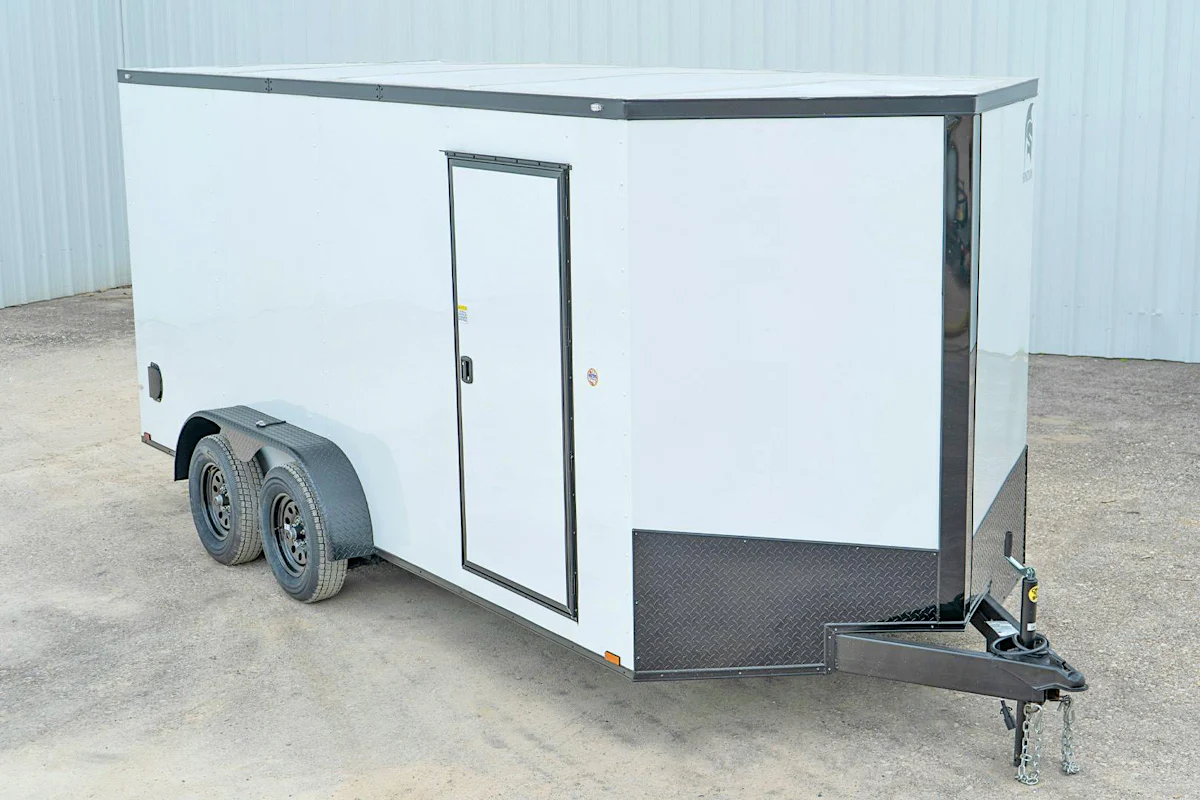 Spartan 7'x16' Enclosed Cargo Trailer w/ Rear Ramp Door (C2) - Stock #90022 - Image 1 of 9 Spartan 7'x16' Enclosed Cargo Trailer w/ Rear Ramp Door (C2) - Stock #90022 - Image 1 of 9