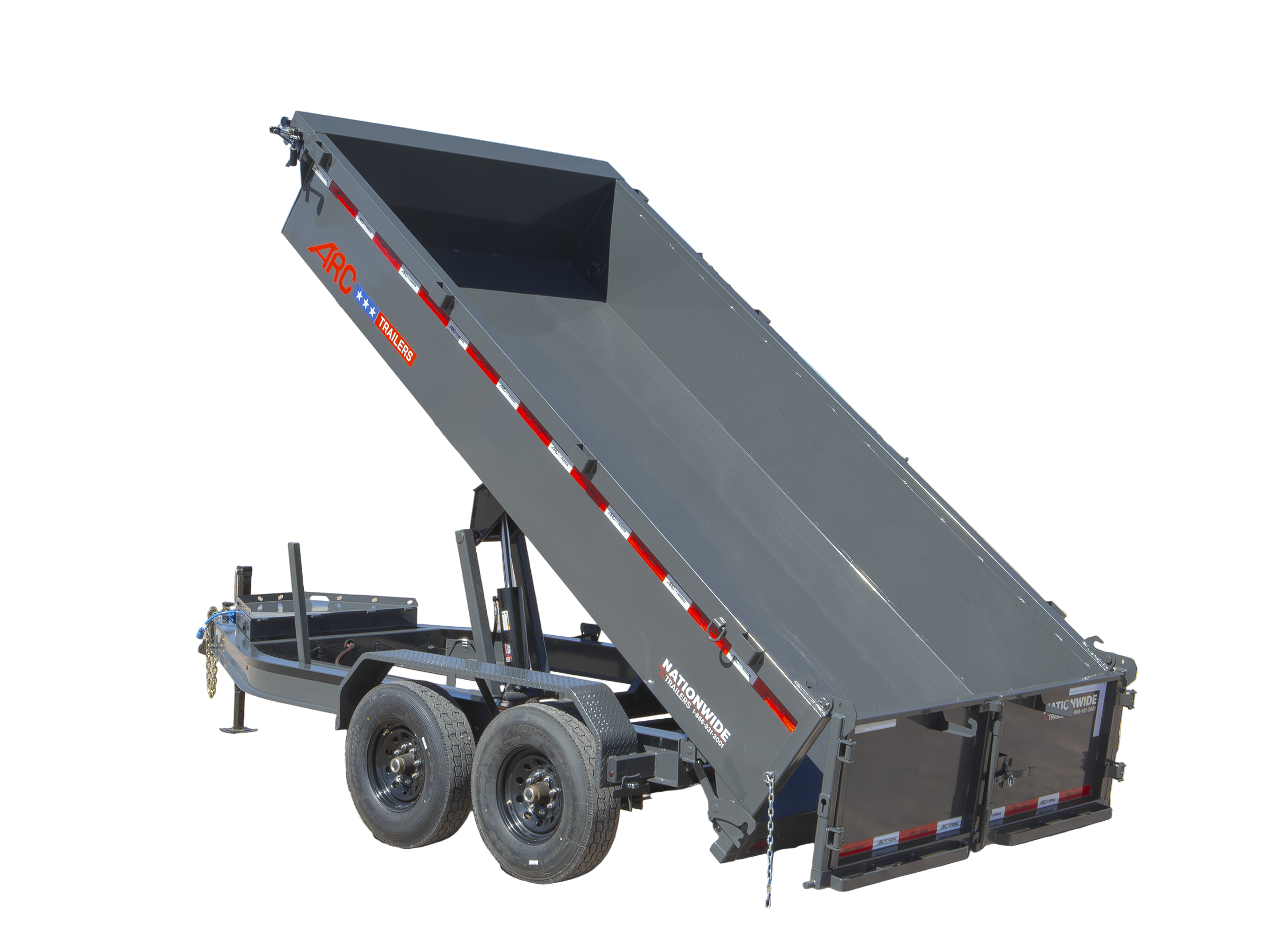 ARC BDZ dump trailer with raised bed on transparent background